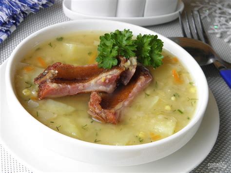 Гороховый суп с копчёными рёбрышками рецепт приготовления