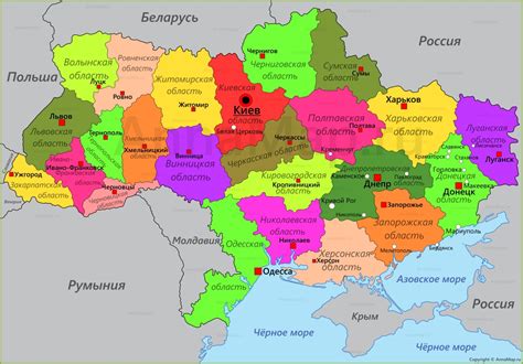 Карта украины с областями и городами на русском языке 2022 года смотреть