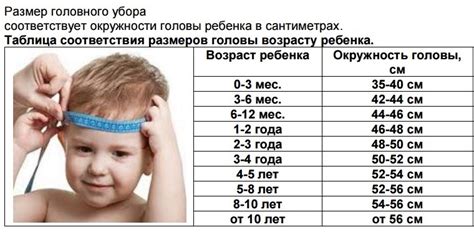Размер головы ребенка по возрасту таблица