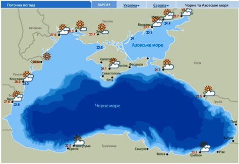 Температура воды в черном море евпатория