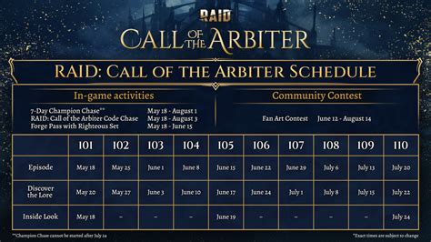 Arbitr schedule