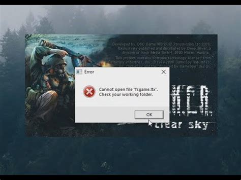 Cannot open file fsgame ltx check your working folder чистое небо