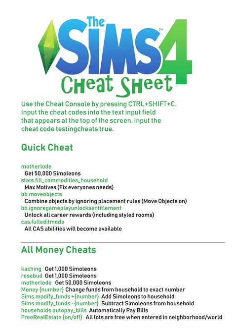 Sims 4 cheats